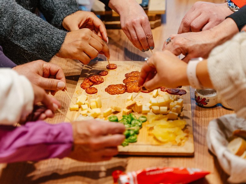 Budapest Great Market Hall Hungarian food lángos kürtőskalács chorizo cheese snacks