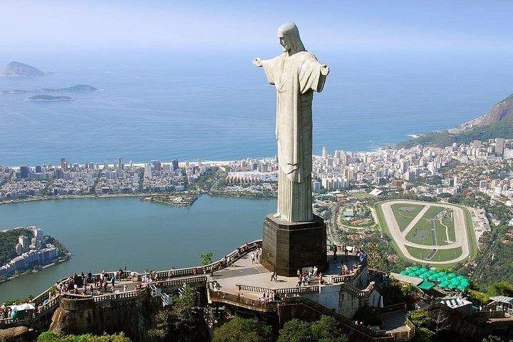 Christ the Redeemer Rio de Janeiro Brazil aerial view Sugarloaf Bay