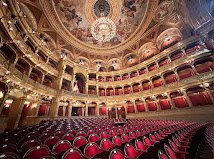 Hungarian State Opera Budapest interior gilded ceiling red seats baroque