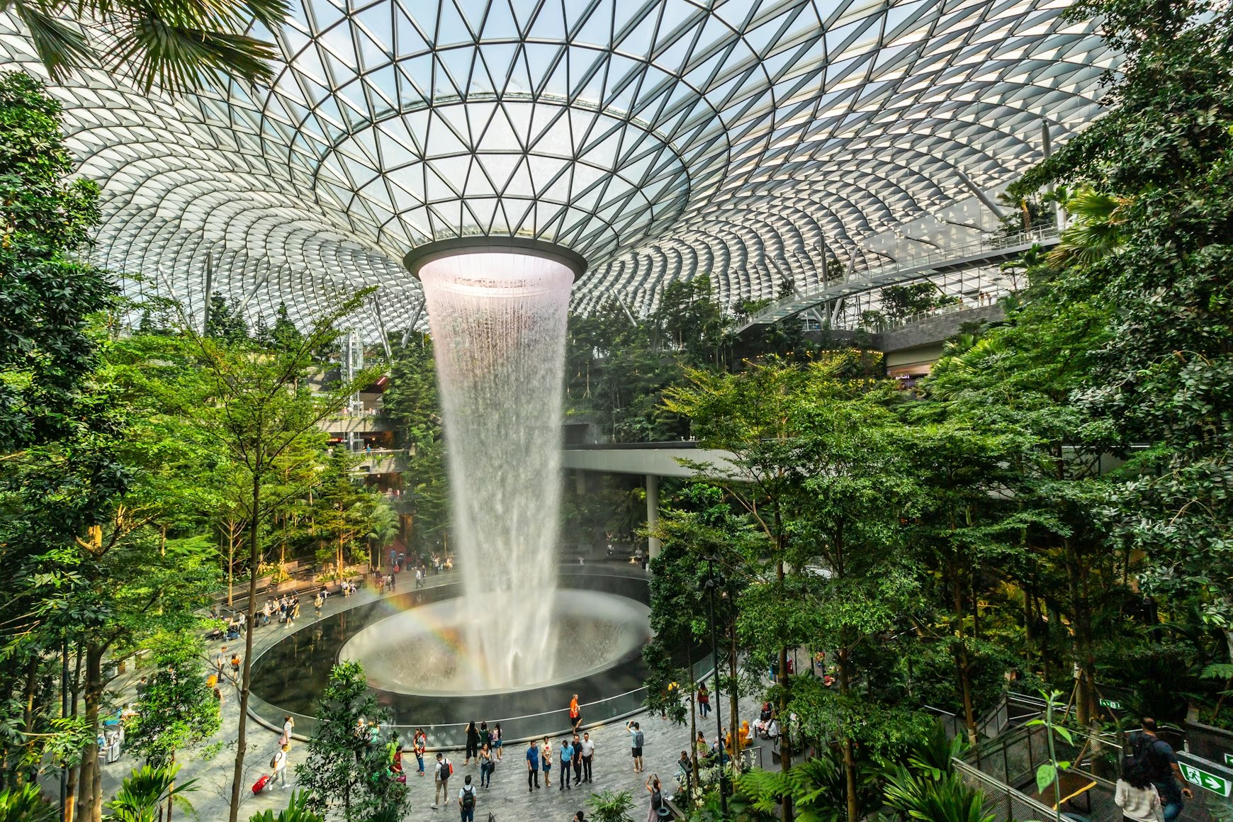 Jewel Changi Airport Rain Vortex waterfall glass dome Singapore