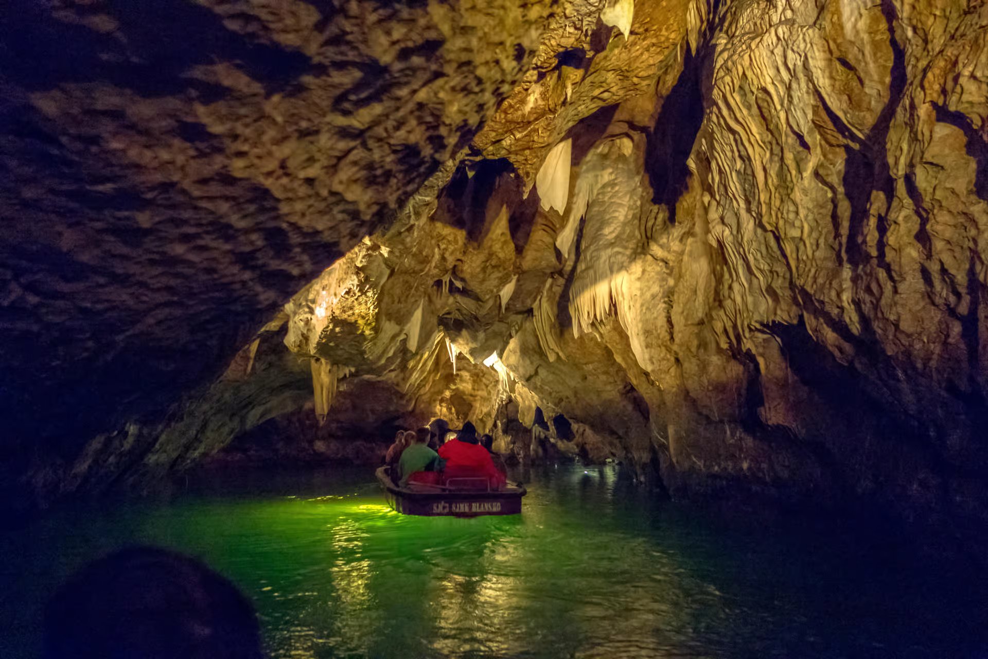 Punkva Caves underground river boat ride Macocha Gorge Czech Republic stalactites