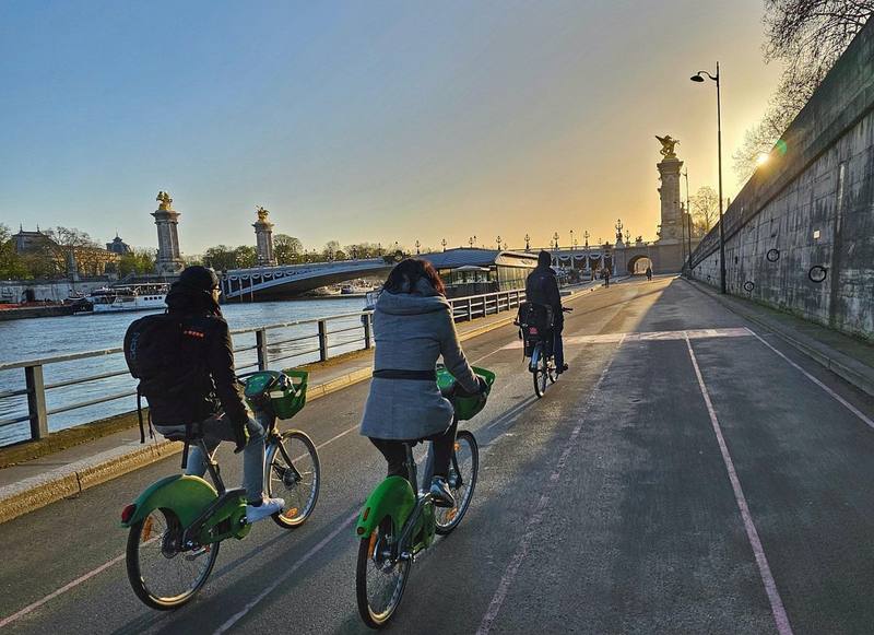 Bike Ride Along the Seine at Dawn