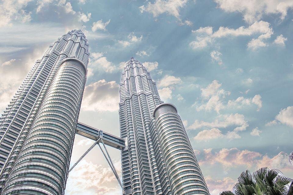 Petronas Twin Towers Kuala Lumpur Malaysia night skyline sky bridge