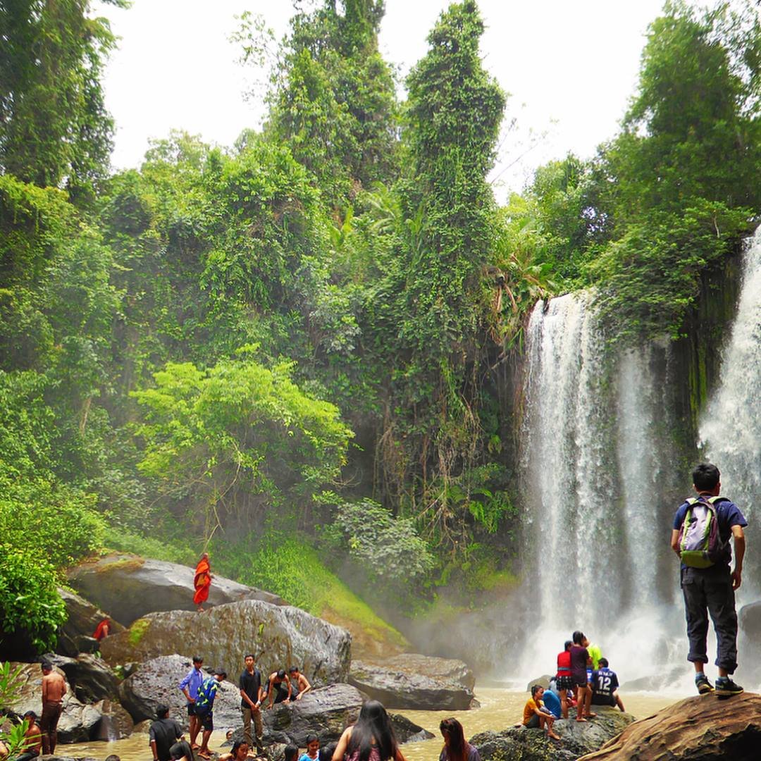 Phnom Kulen waterfall Cambodia sacred mountain plateau local families
