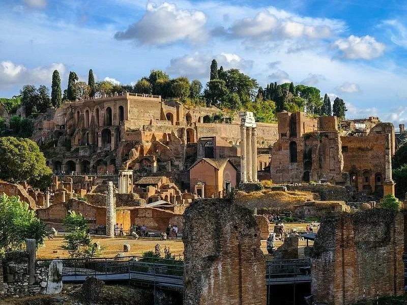 Roman Forum at sunset golden hour Rome Italy