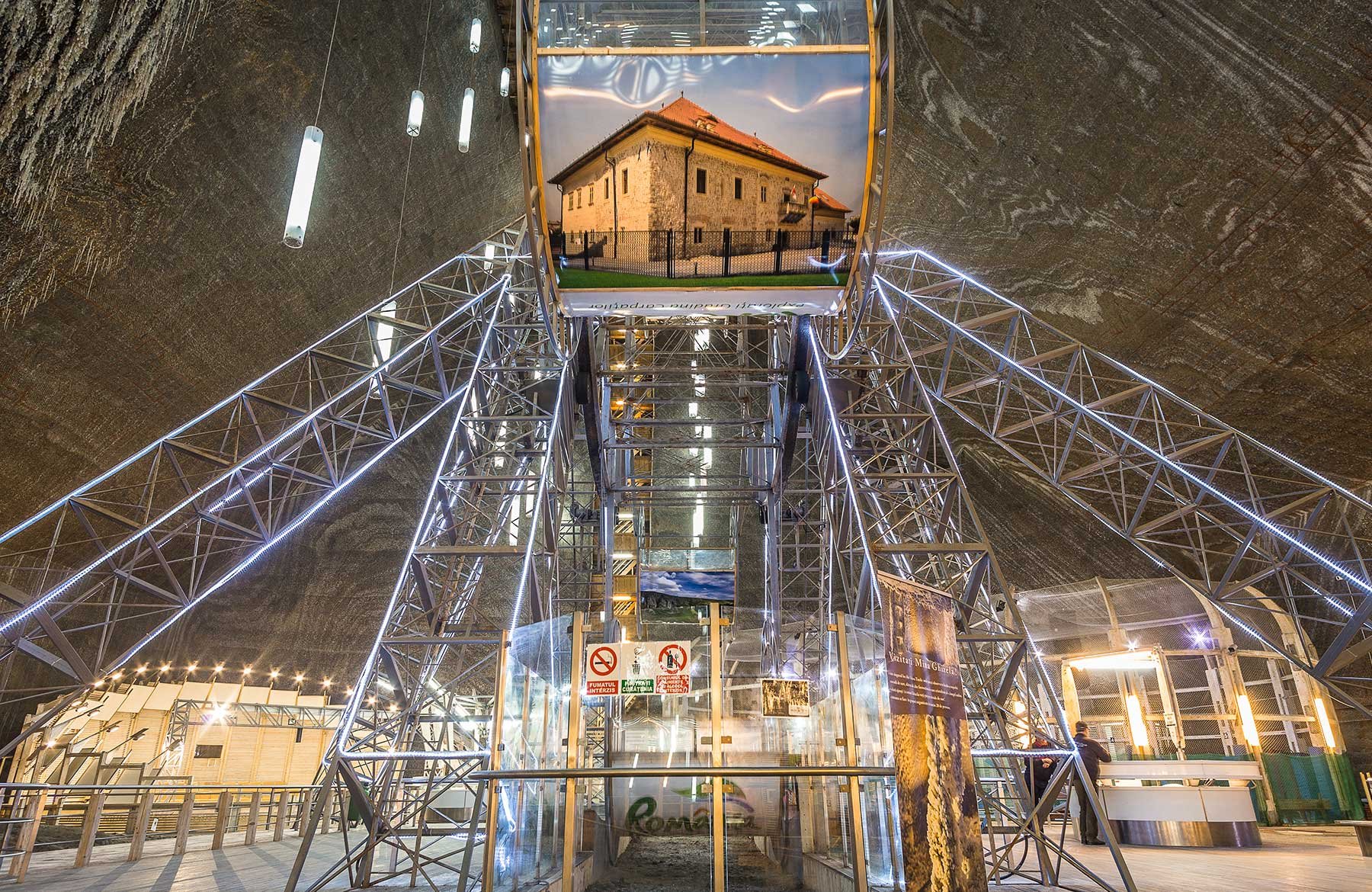Salina Turda salt mine underground Ferris wheel Romania amusement park