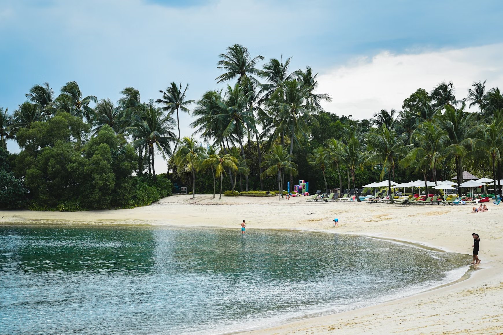 Sentosa Island beach Singapore palm trees lagoon