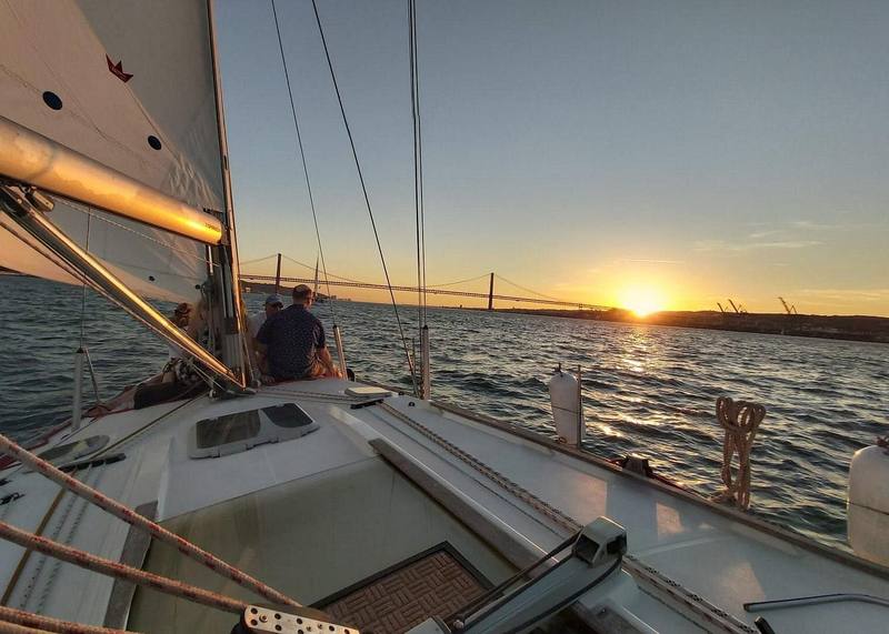 Sunset sailing on the Tagus Lisbon