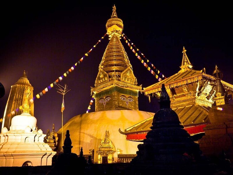 Swayambhunath Monkey Temple Kathmandu Nepal stupa prayer flags