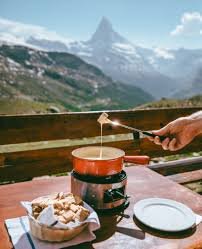 Swiss Fondue at Fluhalp Mountain Restaurant