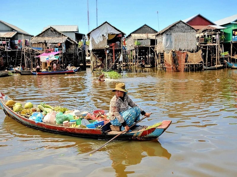 Tonle Sap kayaking floating village Cambodia lake Southeast Asia