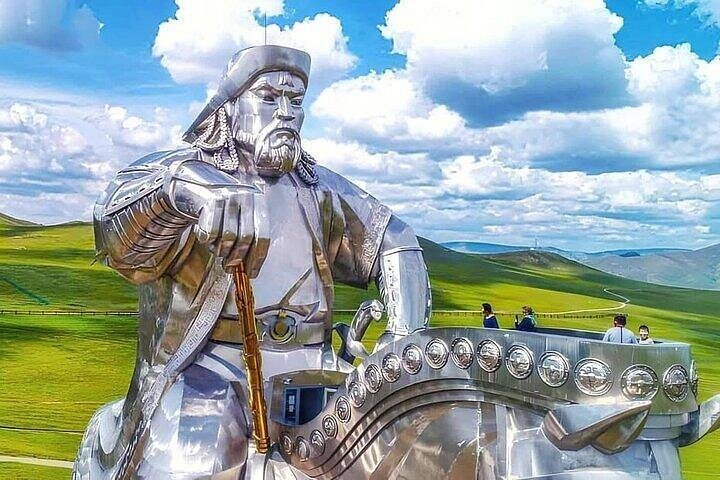 Genghis Khan Chinggis Khaan statue Ulaanbaatar Mongolia steppe