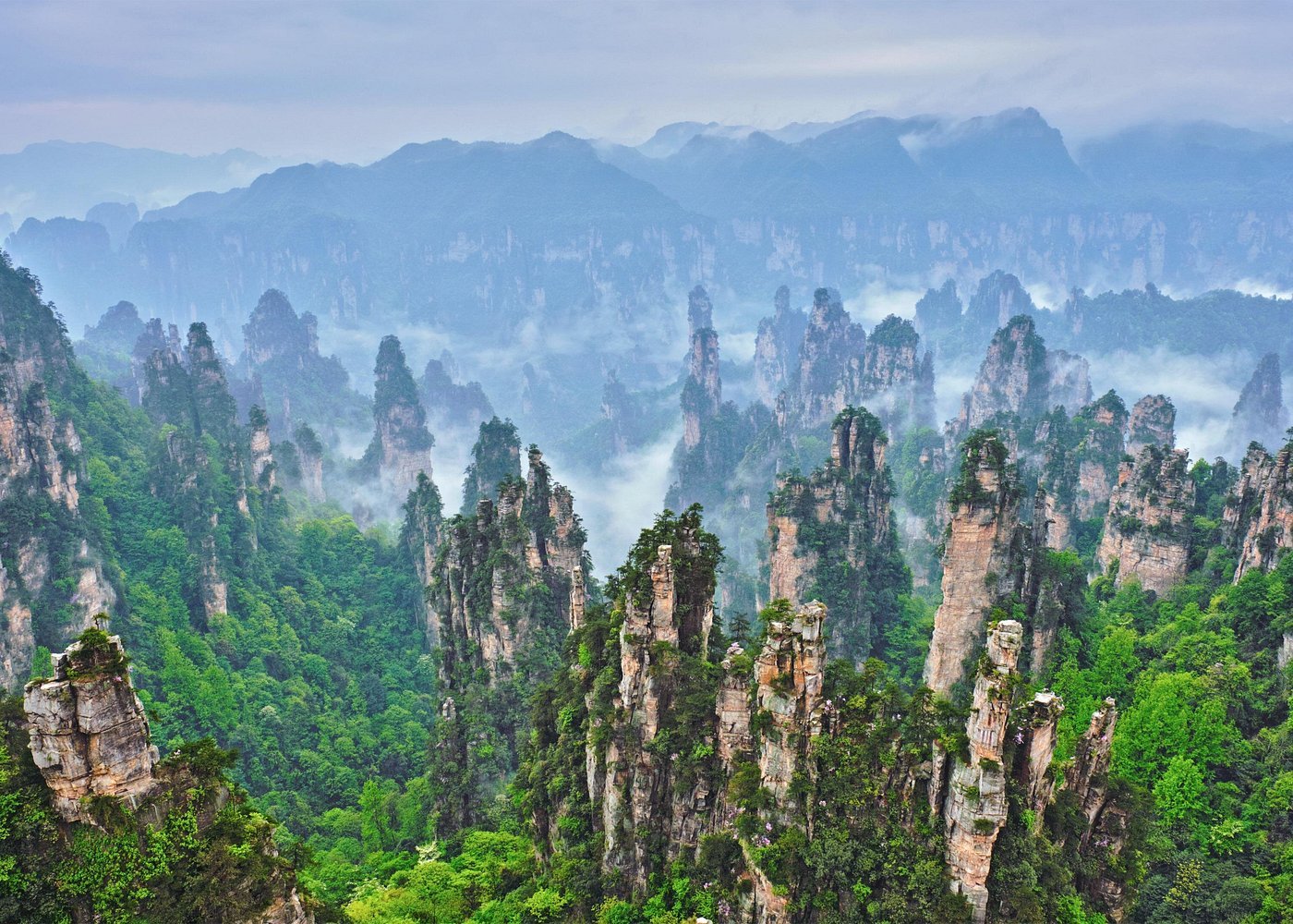 Zhangjiajie pillar mountains Avatar China mist forest